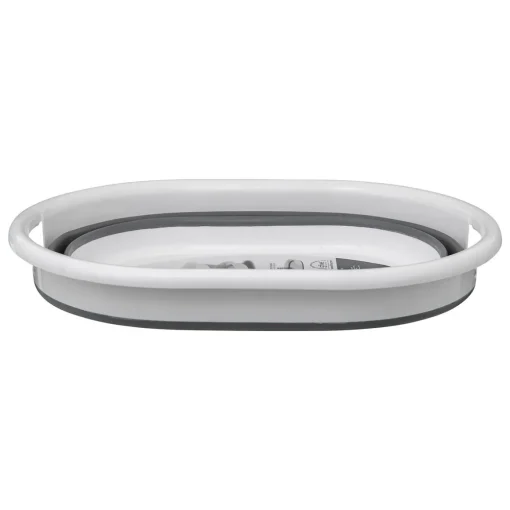 Cesto dobrável oval branco e cinza 21l
