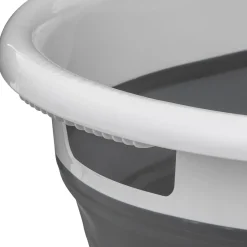 Cesto dobrável oval branco e cinza 21l