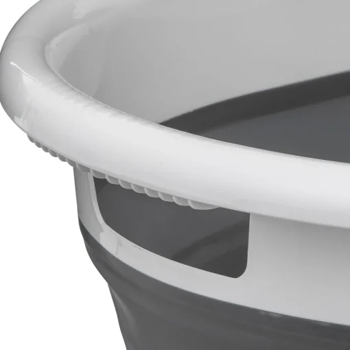 Cesto dobrável oval branco e cinza 21l