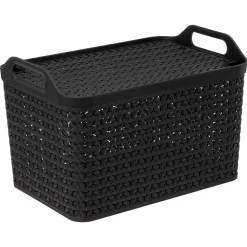 Cesto perfurado com tampa preto 24l