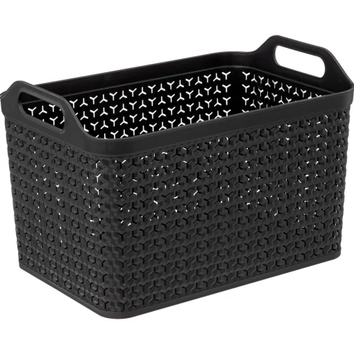 Cesto perfurado com tampa preto 24l