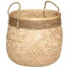 Cesto Redondo Bege Em Bambu 34x37cm