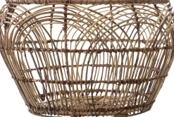 Cesto redondo bege em rattan 28x47cm
