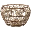 Cesto redondo bege em rattan 31x56cm