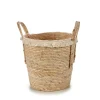 Cesto Redondo Palha Bege Com Pelo 35cm