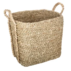 Cesto retangular bege em seagrass 24,5cm