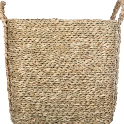 Cesto retangular bege em seagrass 24,5cm
