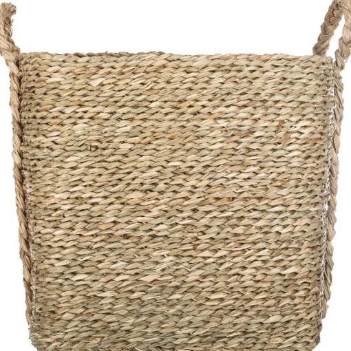 Cesto retangular bege em seagrass 24,5cm