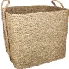 Cesto retangular bege em seagrass 39,5cm