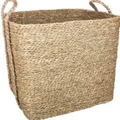 Cesto retangular bege em seagrass 39,5cm