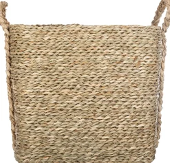 Cesto retangular bege em seagrass 39,5cm