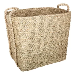 Cesto retangular bege em seagrass 31cm