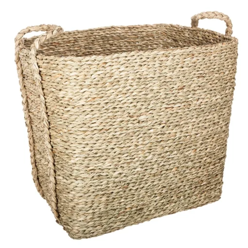 Cesto retangular bege em seagrass 31cm
