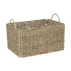 Cesto retangular em macramé 26x27,5x38,5cm
