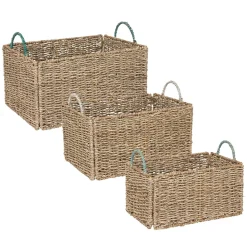 Cesto retangular em macramé 26x27,5x38,5cm
