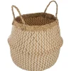 Cesto seagrass branco e natural com pegas 37cm