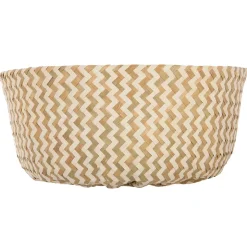 Cesto seagrass branco e natural com pegas 37cm