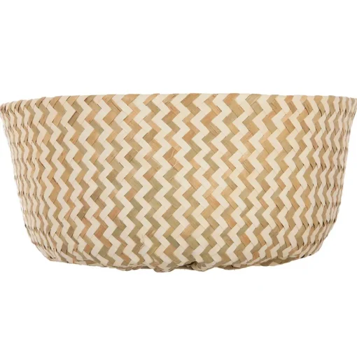 Cesto seagrass branco e natural com pegas 37cm