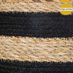 Cesto seagrass natural e preto 18x18cm