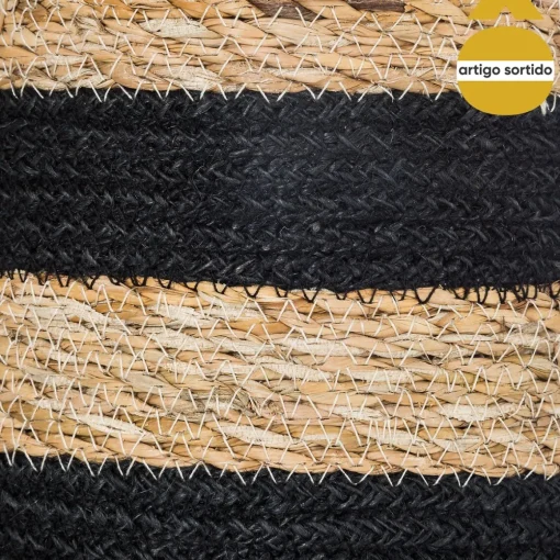 Cesto seagrass natural e preto 21x21cm