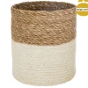 Cesto seagrass natural e branco 18cm
