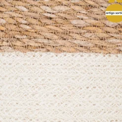 Cesto seagrass natural e branco 18cm