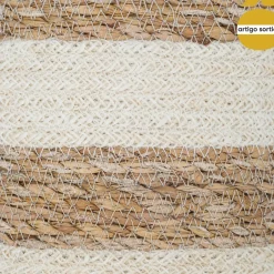 Cesto seagrass natural e branco 18cm
