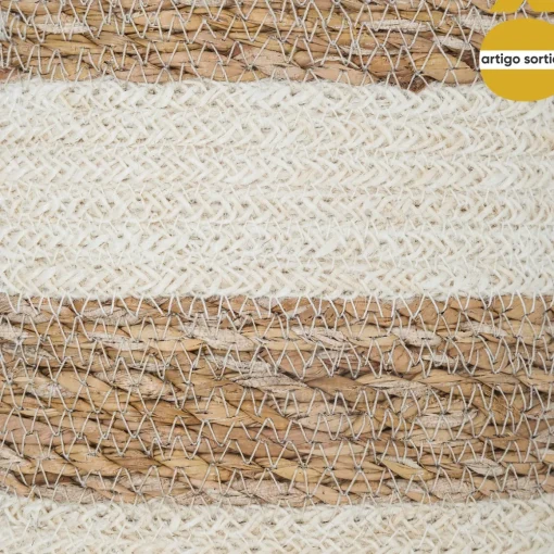 Cesto seagrass natural e branco 18cm