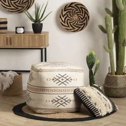 Cesto seagrass preto e natural com pegas 37cm