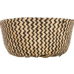 Cesto seagrass preto e natural com pegas 37cm
