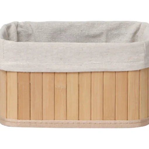 Cesto wc castanho em bambu com tecido 12x22cm