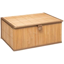 Cesto wc castanho em bambu com tampa 15x32cm