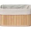 Cesto wc castanho em bambu com tecido 16x40cm