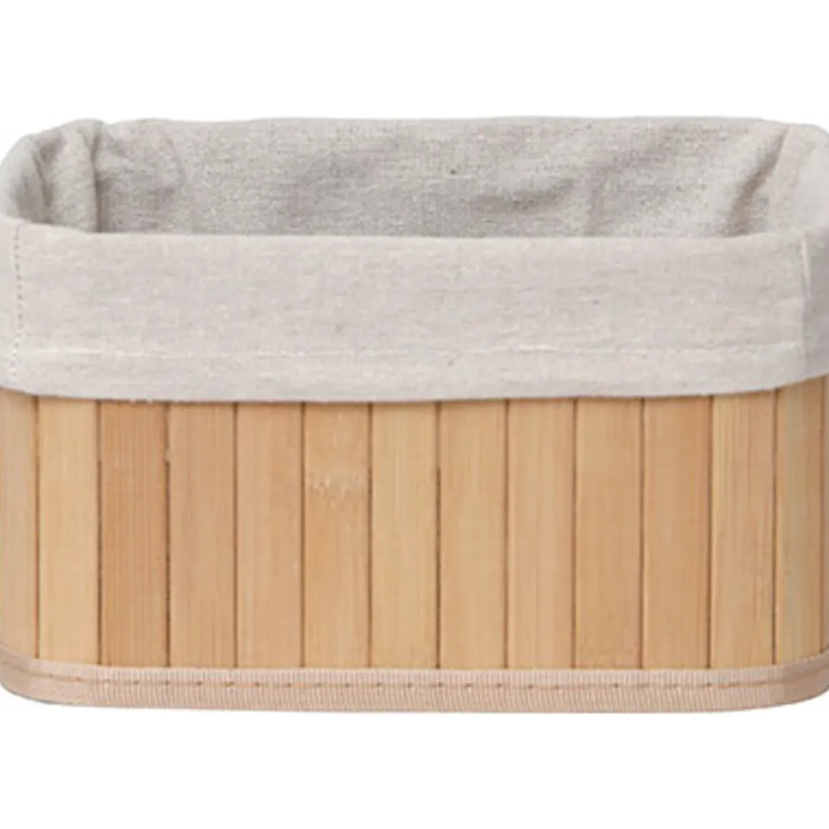 Cesto wc castanho em bambu com tecido 16x40cm