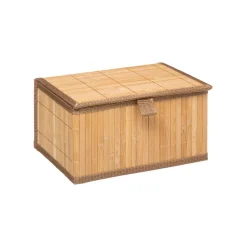 Cesto wc castanho em bambu com tampa 12x24cm