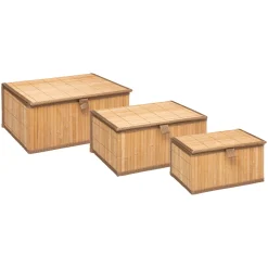 Cesto wc castanho em bambu com tampa 12x24cm