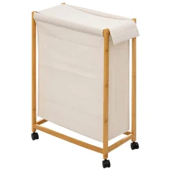 Cesto wc com rodas em bambu 52l