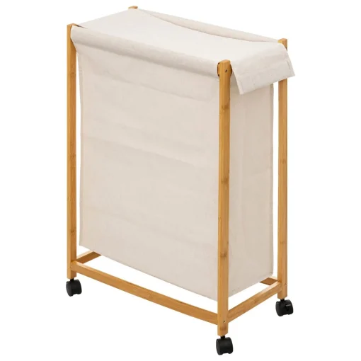 Cesto wc com rodas em bambu 52l