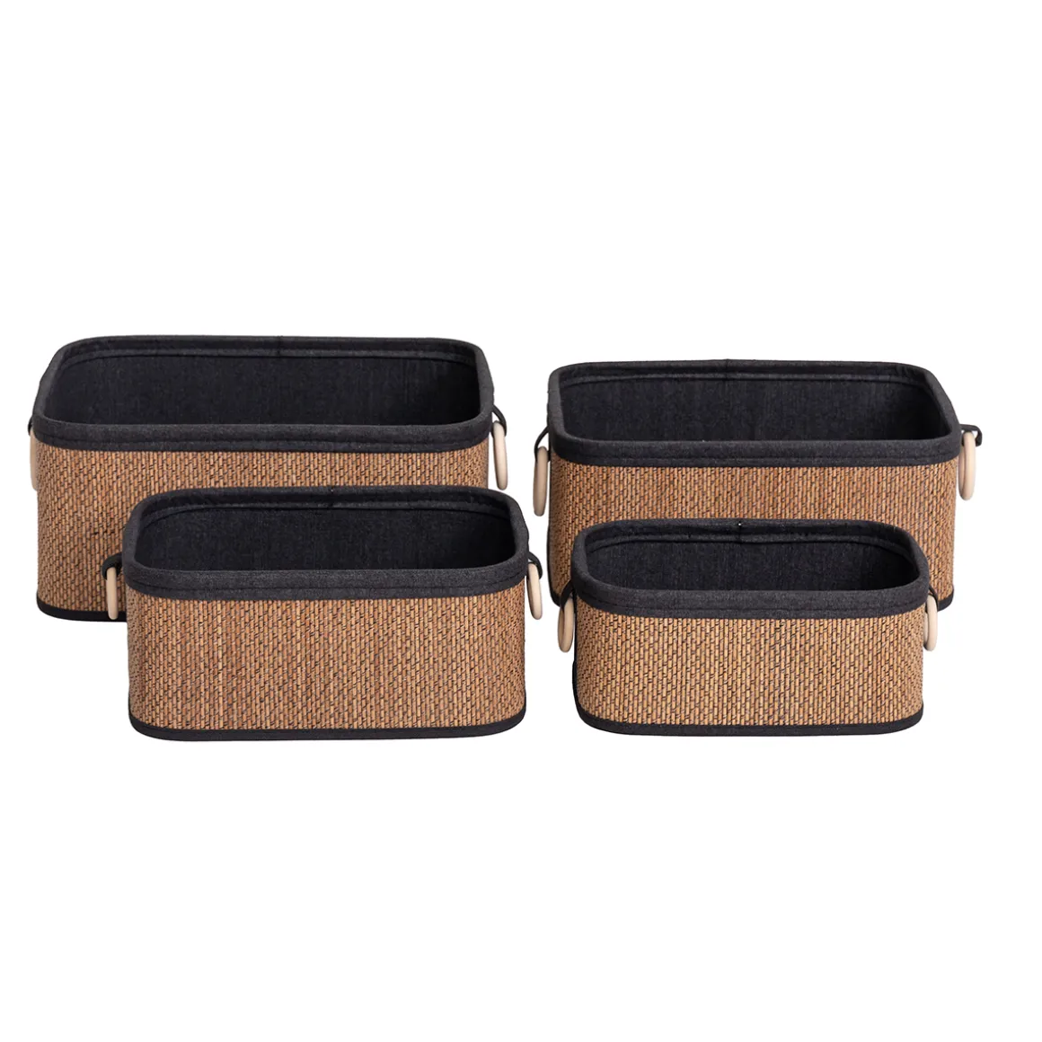 Cesto wc em bambu com alça de madeira 23x33cm