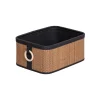 Cesto wc em bambu com alça de madeira 26x36cm