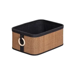 Cesto wc em bambu com alça de madeira 26x36cm