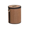 Cesto wc em bambu com tampa e alça de madeira 41cm