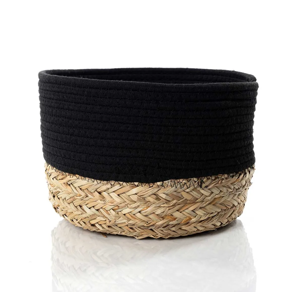 Cesto wc preto e natural 25x32cm