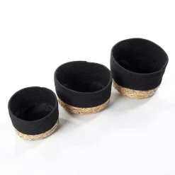 Cesto wc preto e natural 25x32cm