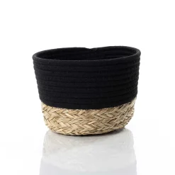 Cesto wc preto e natural 20x25cm