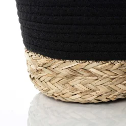 Cesto wc preto e natural 22x30cm