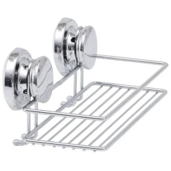 Cesto wc retangular em metal com ventosas cromado