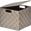 Cesto WC Taupe Com Tampa 24x24cm