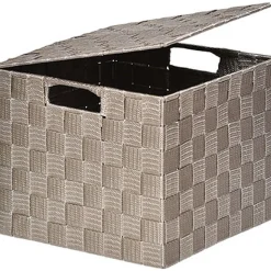 Cesto WC Taupe Com Tampa 24x24cm