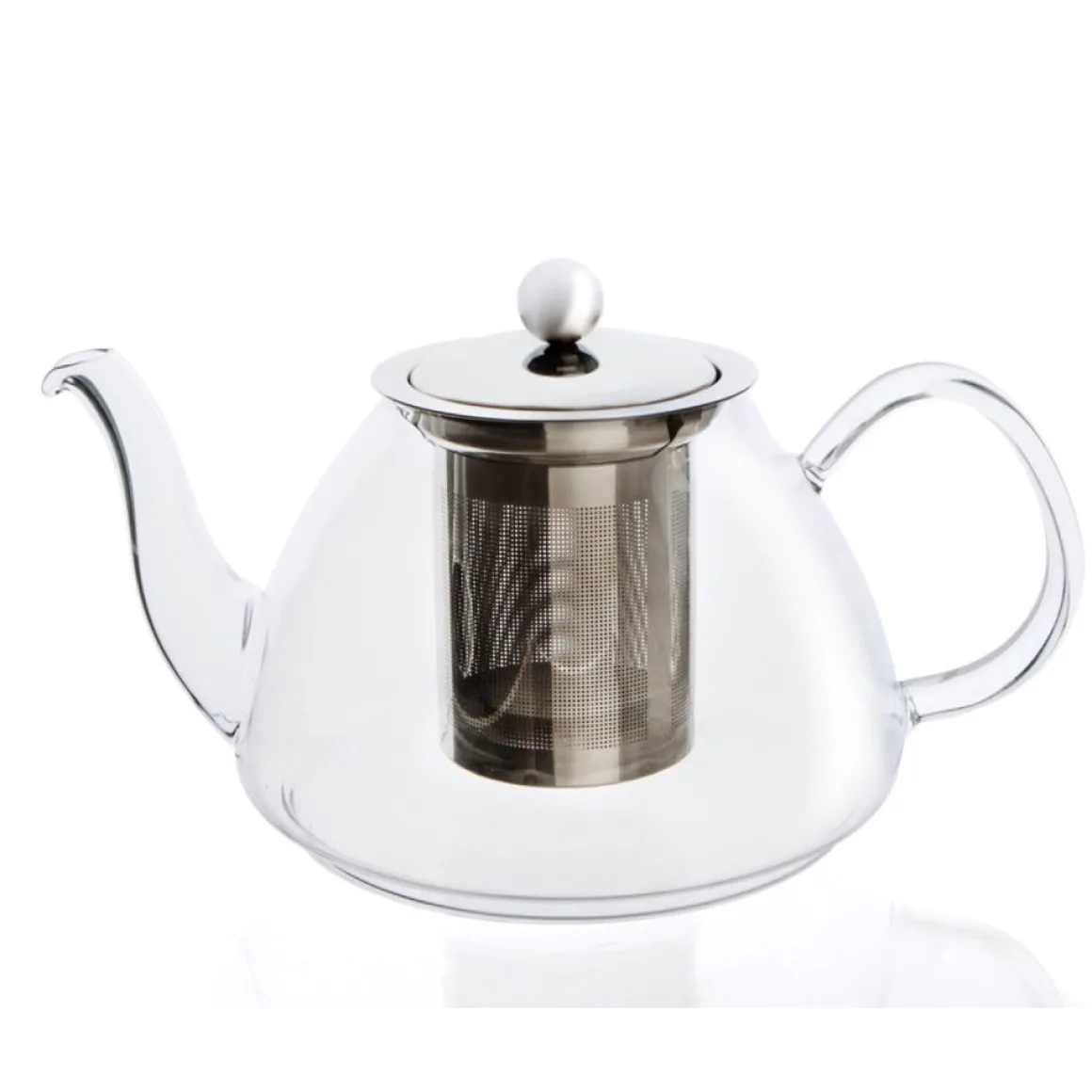 Chaleira de vidro com tampa em inox